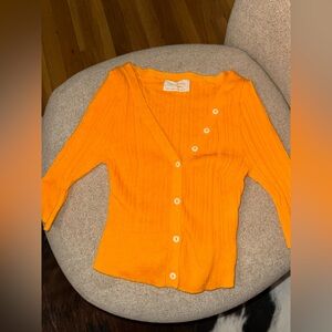 Orange Button-Up Sweater